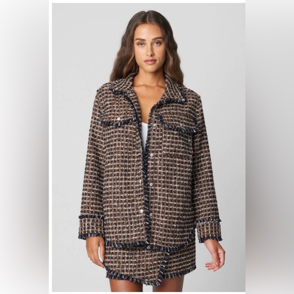 Blank NYC Retrograde tweed jacket and asymmetrical mini skirt matching set. - Picture 3 of 15